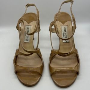 Jimmy Choo Paxton Nude Patent Leather heels/sandals. Size 39 Good used condition